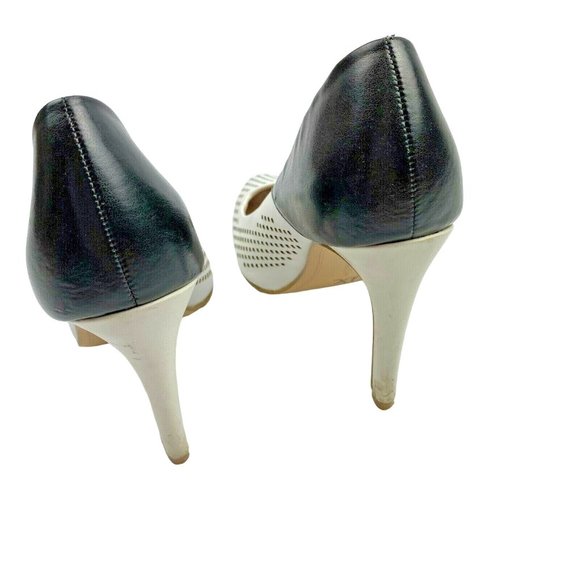 French Connection Maya Pumps Size 37.5 US 7.5 Perforated Leather Pointy Toe - Picture 7 of 12